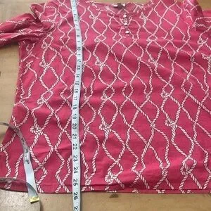 Talbots | Tops | Talbots Pink Popover 34 Sleeve Blouse Rope Print ...